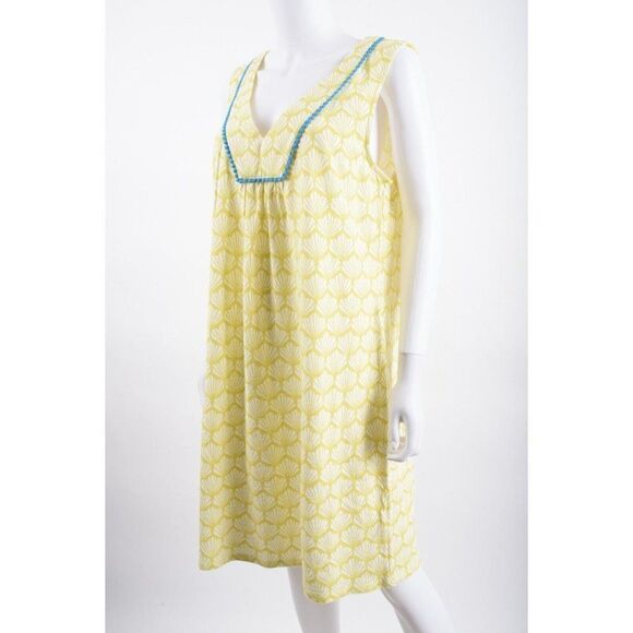 Boden Womens Tarifa Dress UK 18 US 14 Yellow Seashell Print Knee length NWT - Picture 4 of 6
